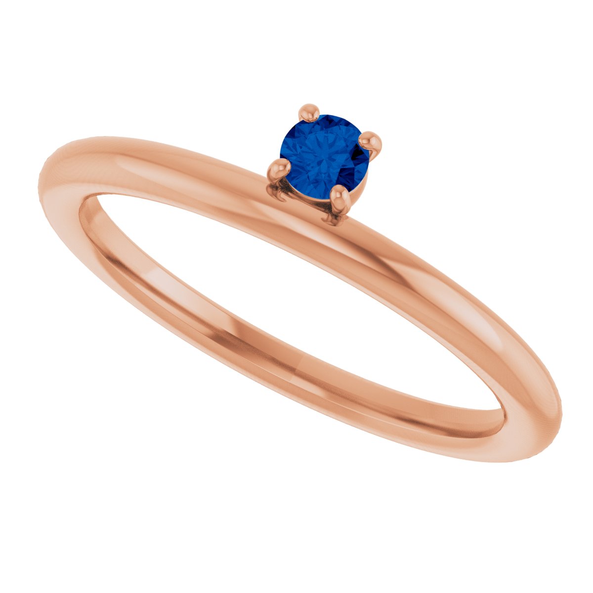 Lab-Grown Blue Sapphire Stackable Ring - Rose Gold