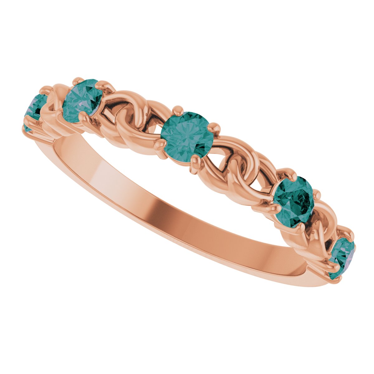 Lab-Grown Alexandrite Linked Stackable Ring - Rose Gold
