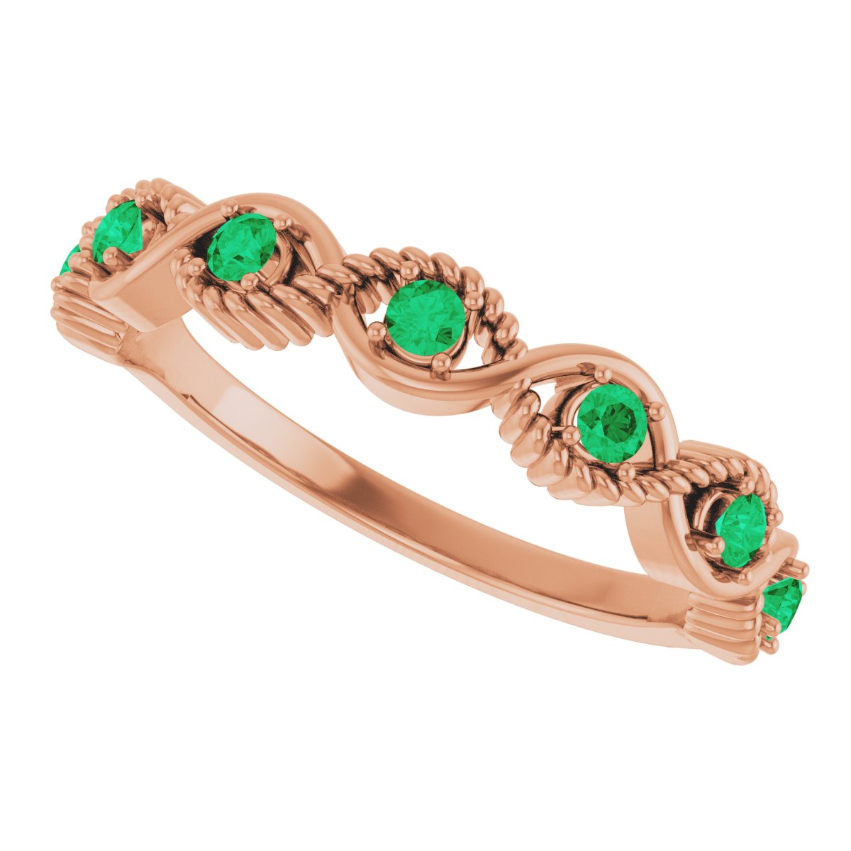 Lab-Grown Emerald Stackable Ring - Rose Gold