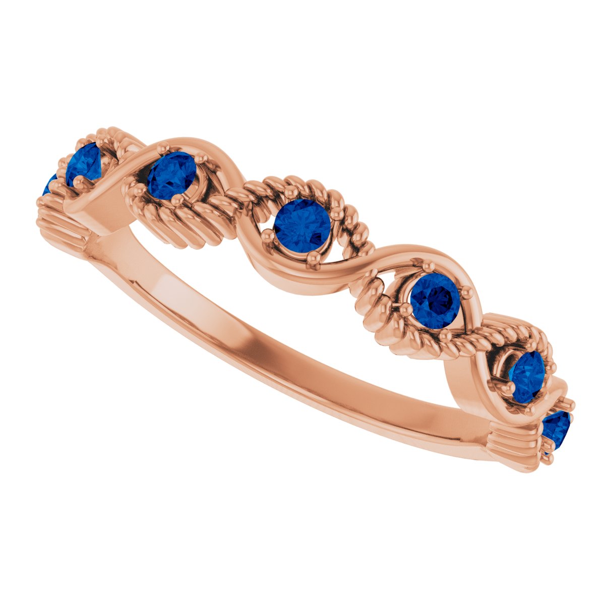 Lab-Grown Blue Sapphire Stackable Ring - Rose Gold
