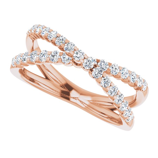 Lab-Grown Diamond Accented Criss-Cross Ring - Rose Gold - Lab Grown Diamond