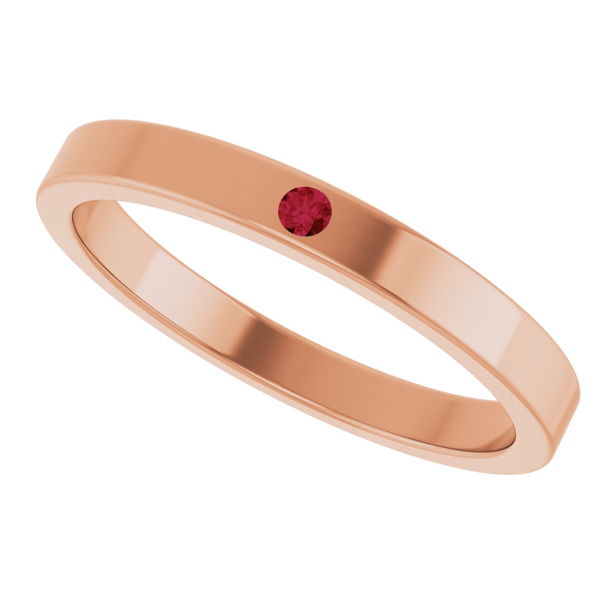 Lab-Grown Ruby Stackable Family Ring - Rose Gold