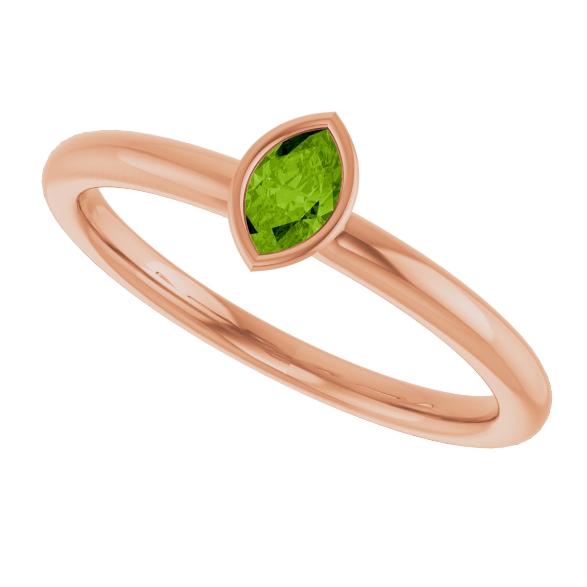 Imitation Peridot Stackable Ring - Rose Gold