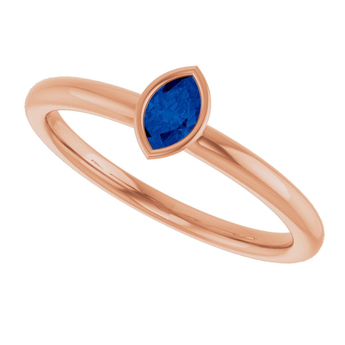 Lab-Grown Blue Sapphire Stackable Ring - Rose Gold
