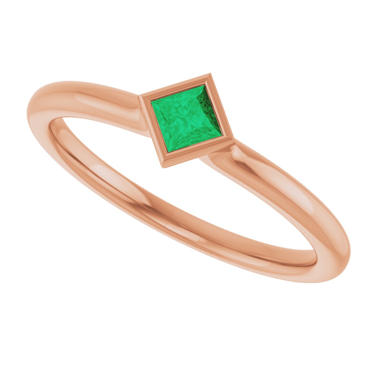 Lab-Grown Emerald Stackable Ring - Rose Gold