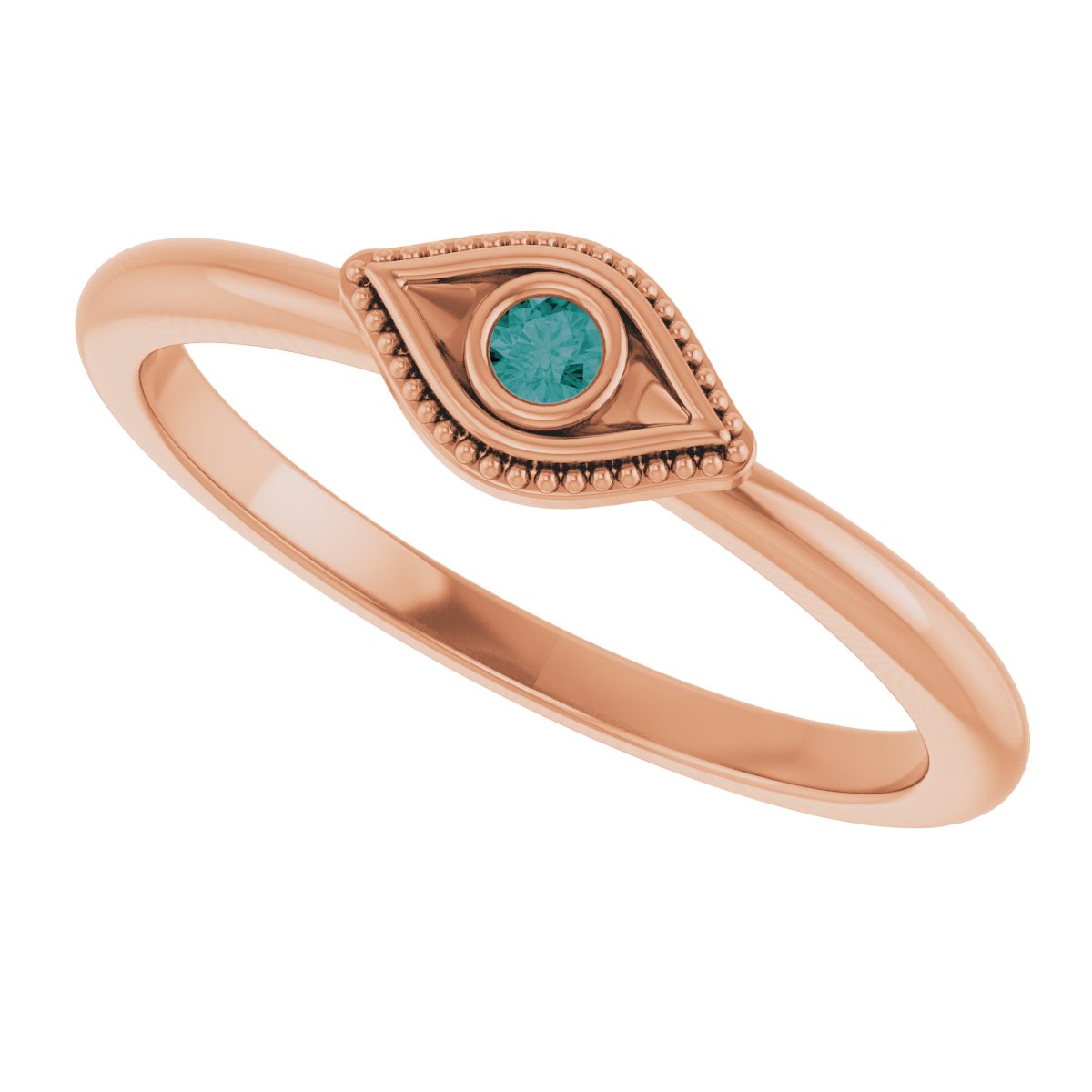 Lab-Grown Alexandrite Stackable Evil Eye Ring - Rose Gold
