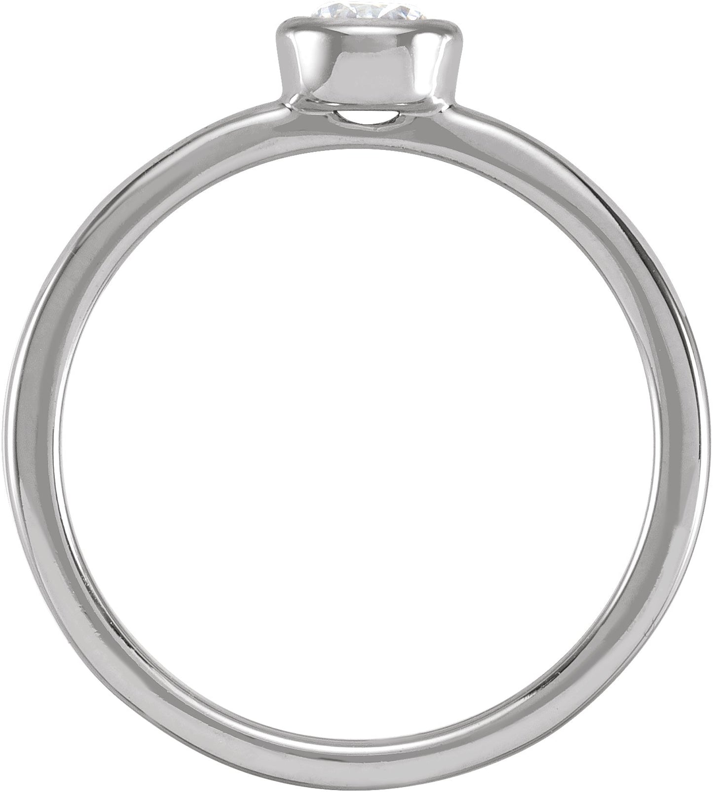 1CT Lab-Grown Diamond Bezel-Set Ring - White Gold
