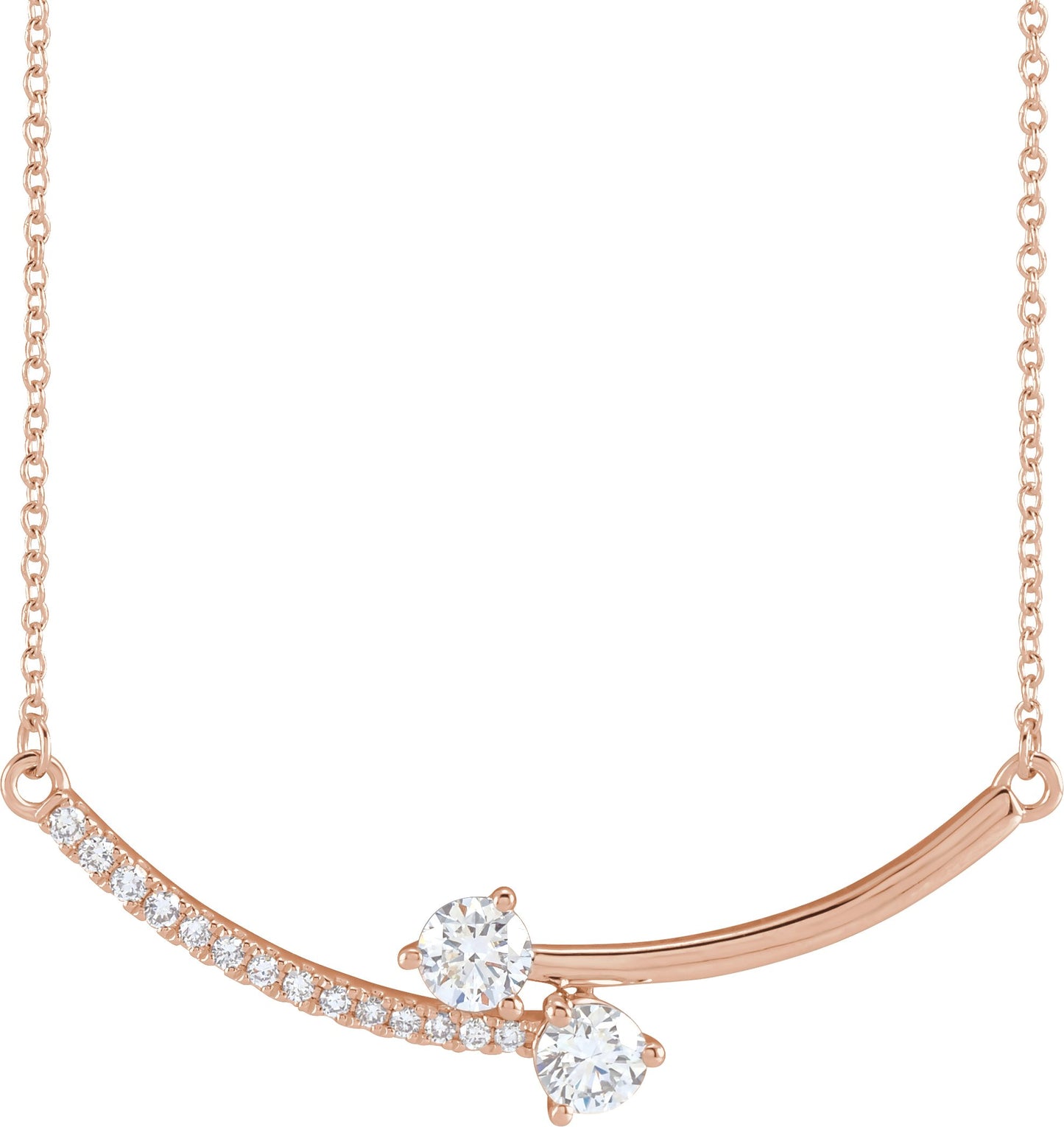 5/8 Ctw Lab-Grown Diamond 2-Stone Necklace - Rose Gold - Lab Grown Diamond