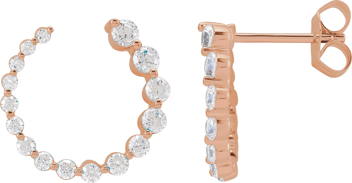 7/8 Ctw Lab-Grown Diamond Front-Back Earrings
