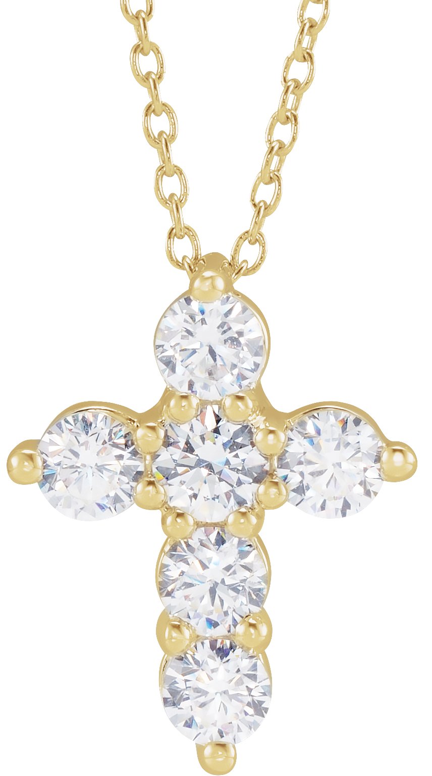 1 Ctw Lab-Grown Diamond Cross Necklace - Lab Grown Diamond