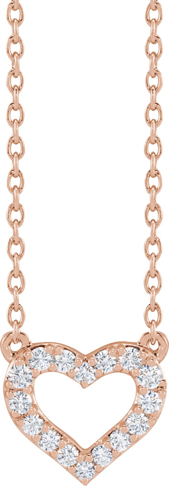 1/5 Ctw Lab-Grown Diamond Heart Necklace - Rose Gold - Lab Grown Diamond