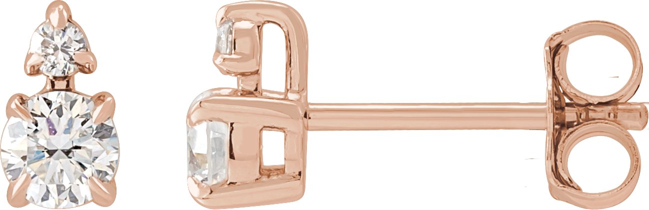 1/3 Ctw Lab-Grown Diamond Earrings With Backs - Rose Gold - Lab Grown Diamond