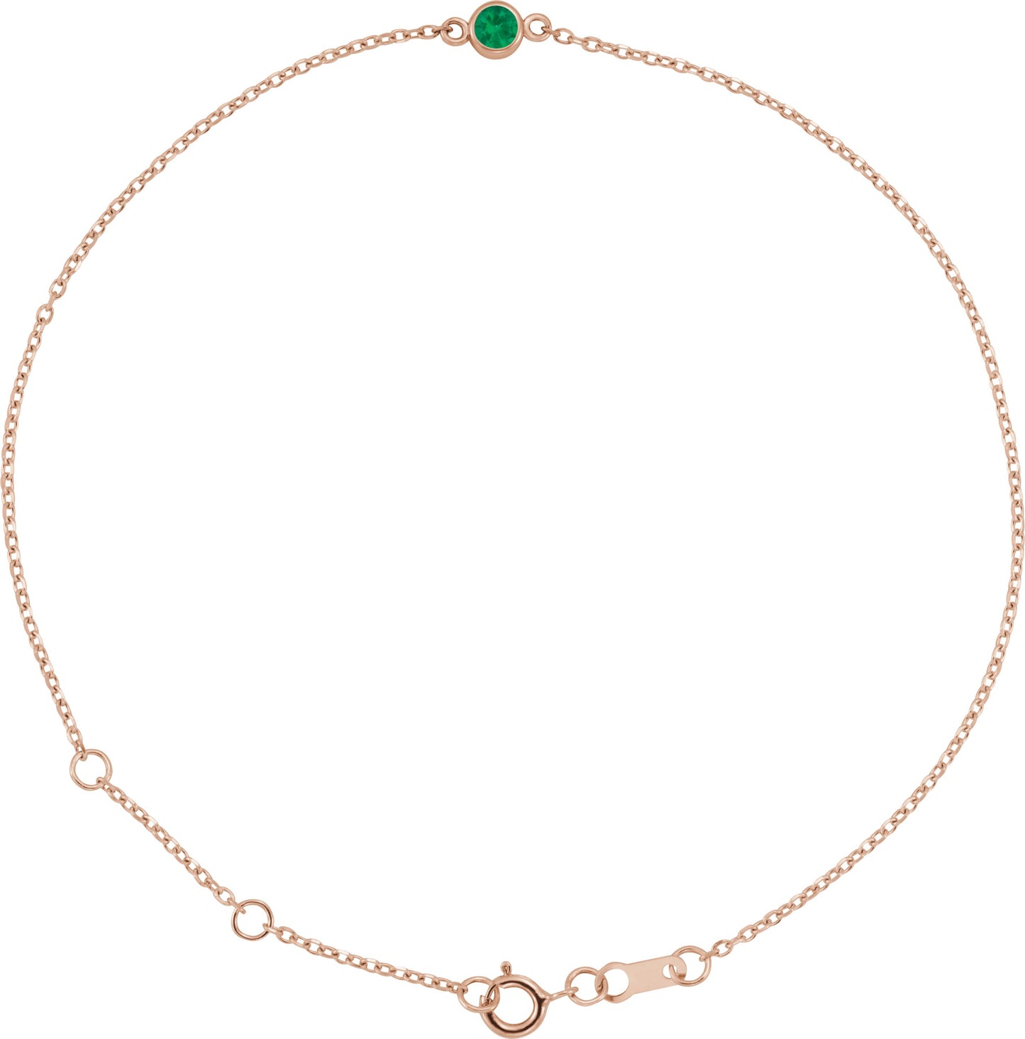 Lab-Grown Emerald Bezel-Set Solitaire Bracelet - Lab Grown Diamond