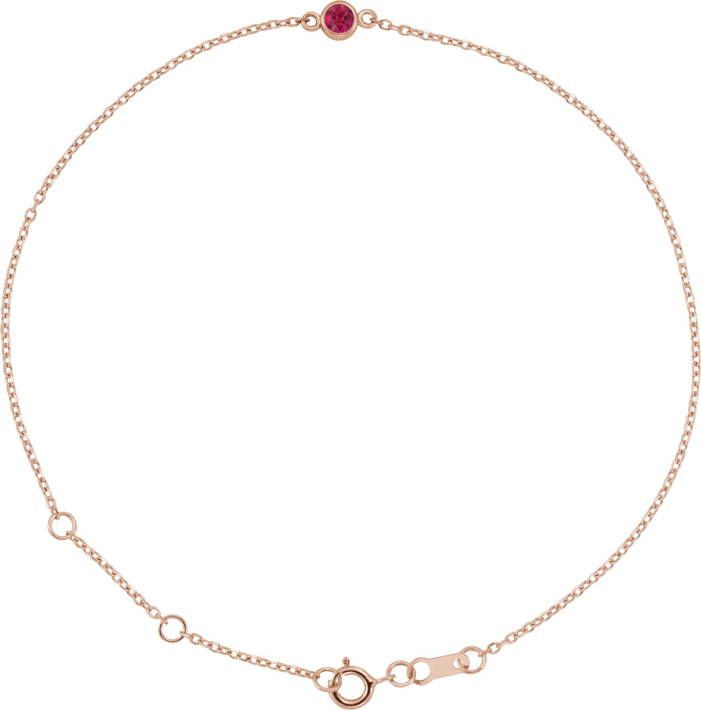 Lab-Grown Ruby Bezel-Set Solitaire Bracelet - Lab Grown Diamond