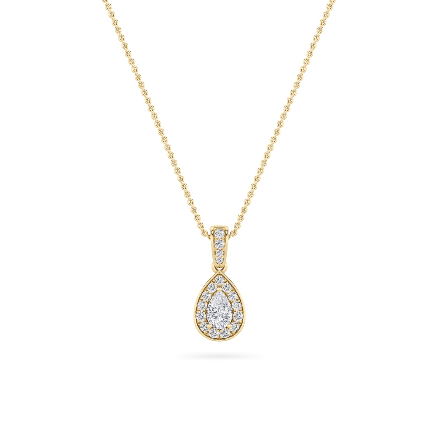 LAB GROWN PEAR SHAPED DIAMOND HALO PENDANT - Brilliance Direct