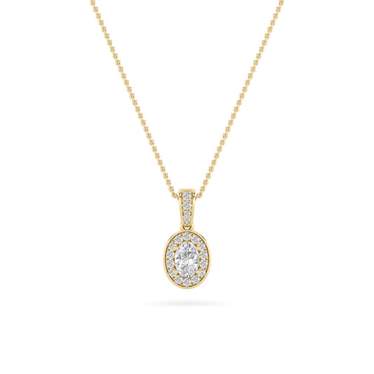LAB GROWN DIAMOND OVAL HALO PENDANT - Brilliance Direct