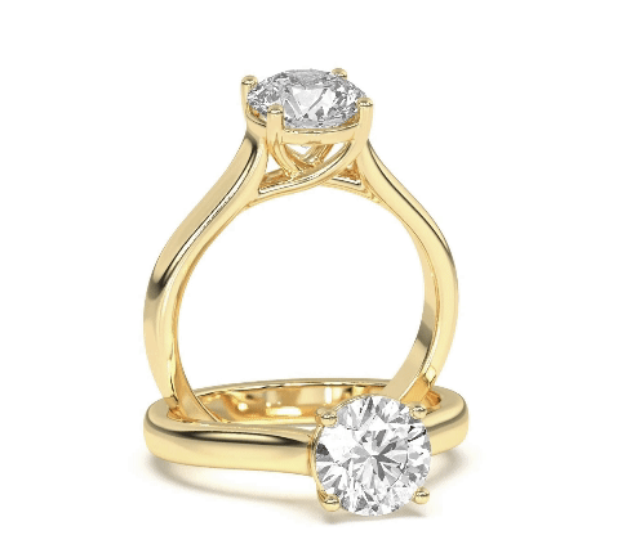 Plain Cathedral Round Solitaire Engagement Lab Grown Diamond Ring - Brilliance Direct