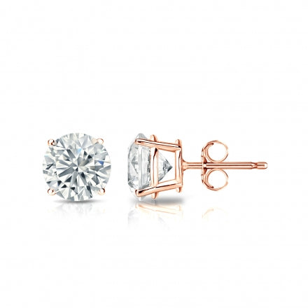 4 PRONG LAB GROWN ROUND DIAMOND STUDS ROSE - Brilliance Direct