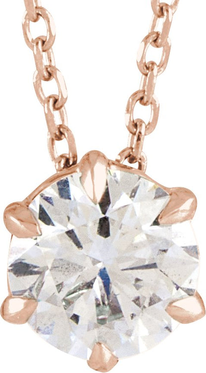 5/8 Ct Lab-Grown Diamond Solitaire Necklace - Rose Gold - Lab Grown Diamond