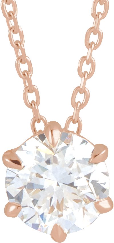 7/8 Ct Lab-Grown Diamond Solitaire Necklace - Rose Gold - Lab Grown Diamond