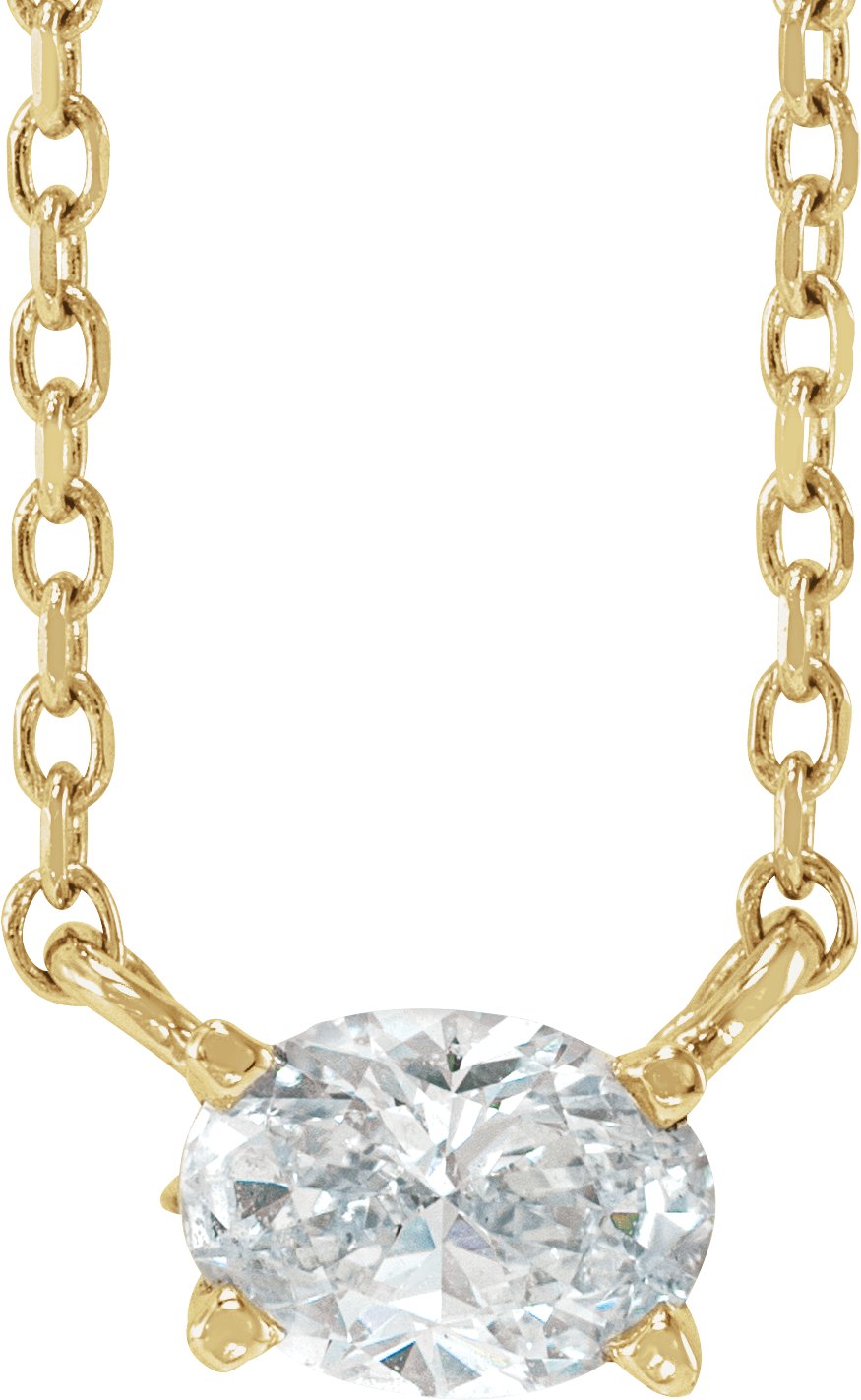 1/2 Ctw Oval Lab-Grown Diamond Solitaire Necklace - Lab Grown Diamond