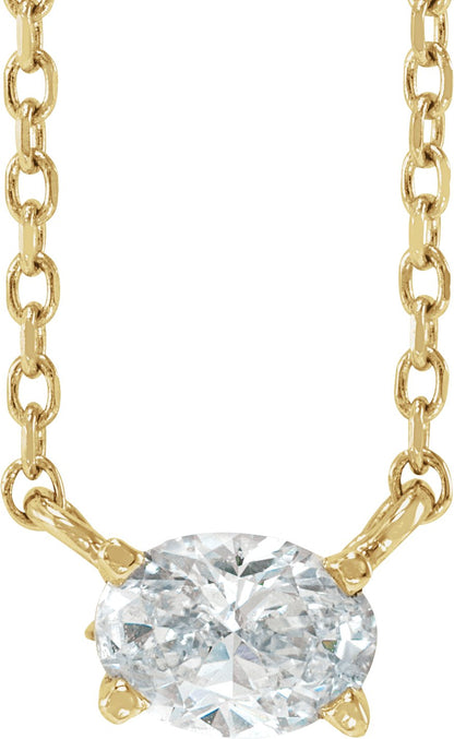 1/2 Ctw Oval Lab-Grown Diamond Solitaire Necklace - Lab Grown Diamond