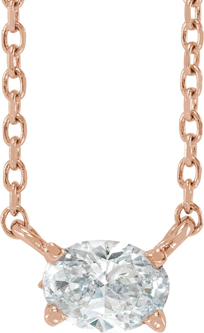 1/2 Ctw Oval Lab-Grown Diamond Solitaire Necklace