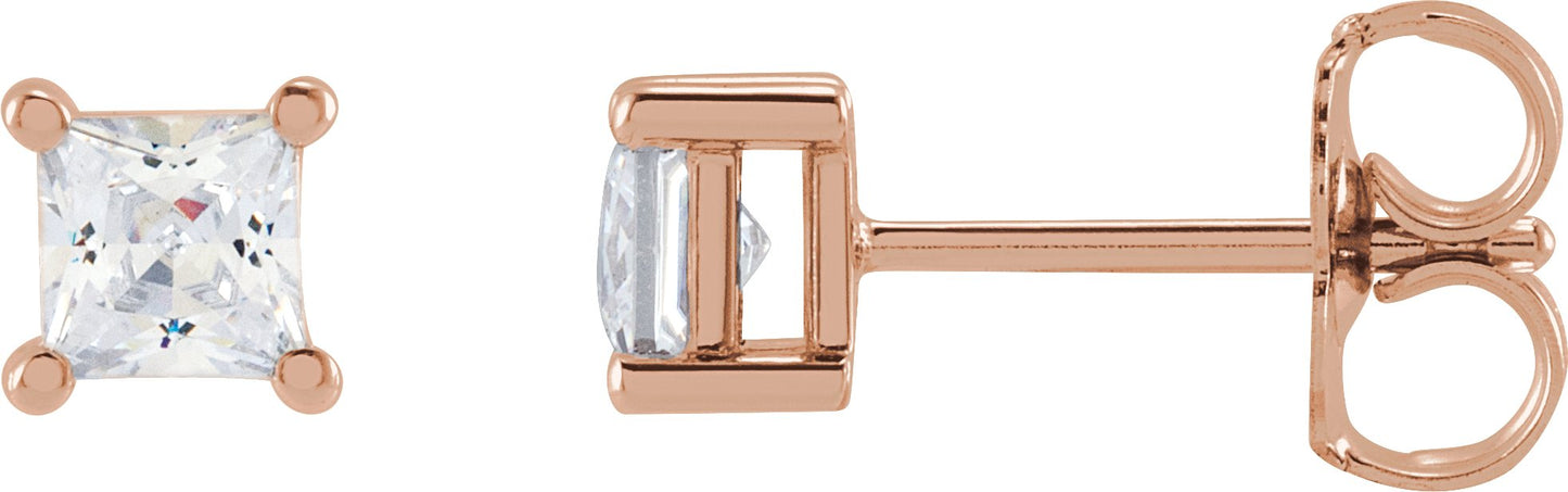 3/4 Ctw Lab-Grown Diamond Square 4 Prong Earring - Rose Gold - Lab Grown Diamond