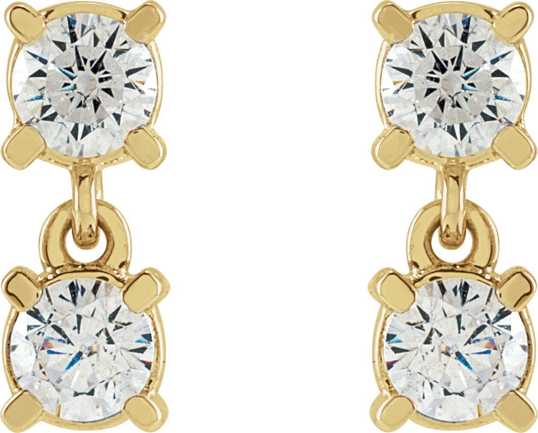 1/2 Ctw Lab-Grown Diamond Earrings - Yellow Gold - Lab Grown Diamond