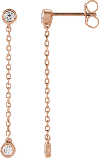 1/4 Ctw Lab-Grown Diamond Chain Earrings - Rose Gold - Lab Grown Diamond