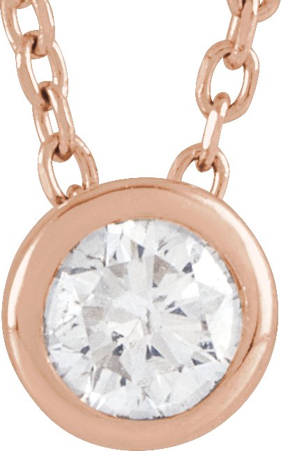 3/4 Ct Lab-Grown Diamond Solitaire Bezel-Set Necklace - Rose Gold - Lab Grown Diamond