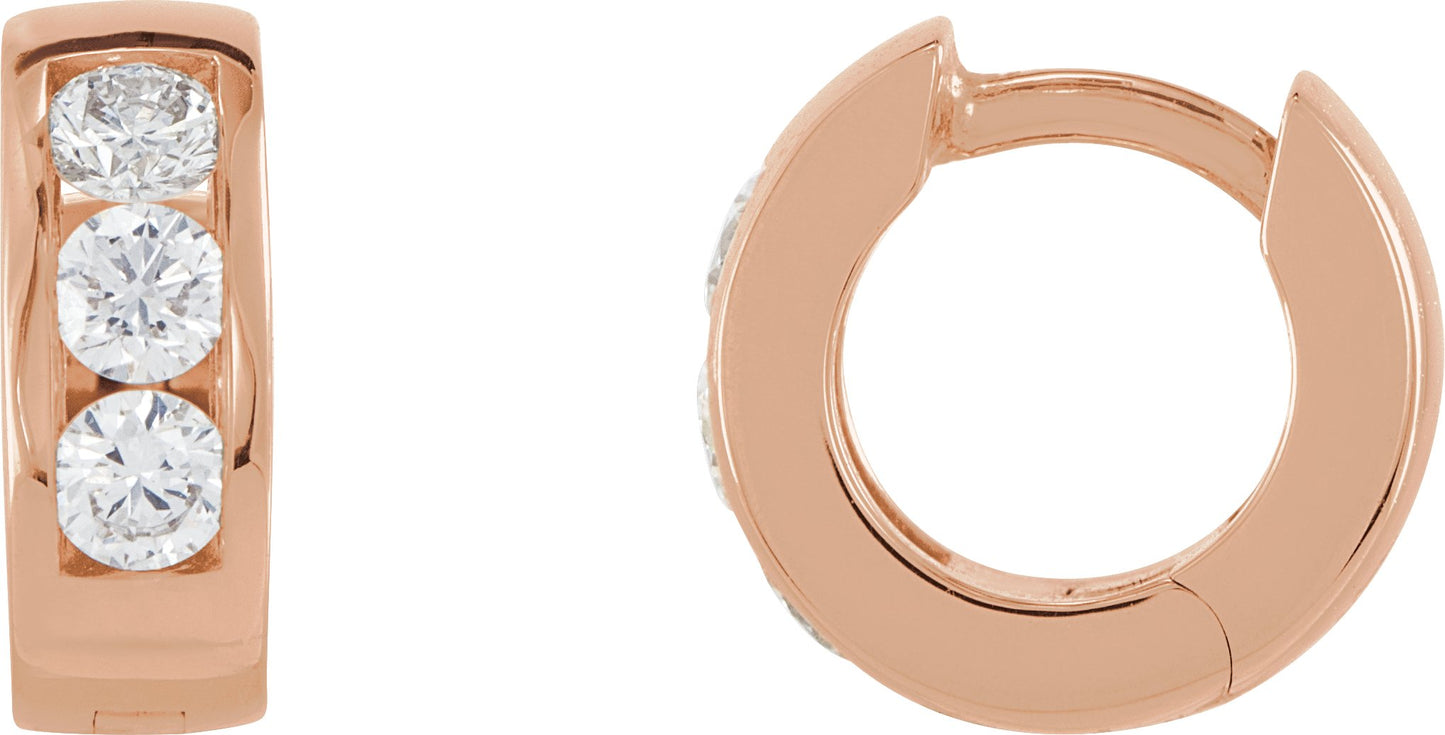 1/3 Ctw Lab Grown Diamond Hinged Hoop Earrings - Rose Gold - Lab Grown Diamond