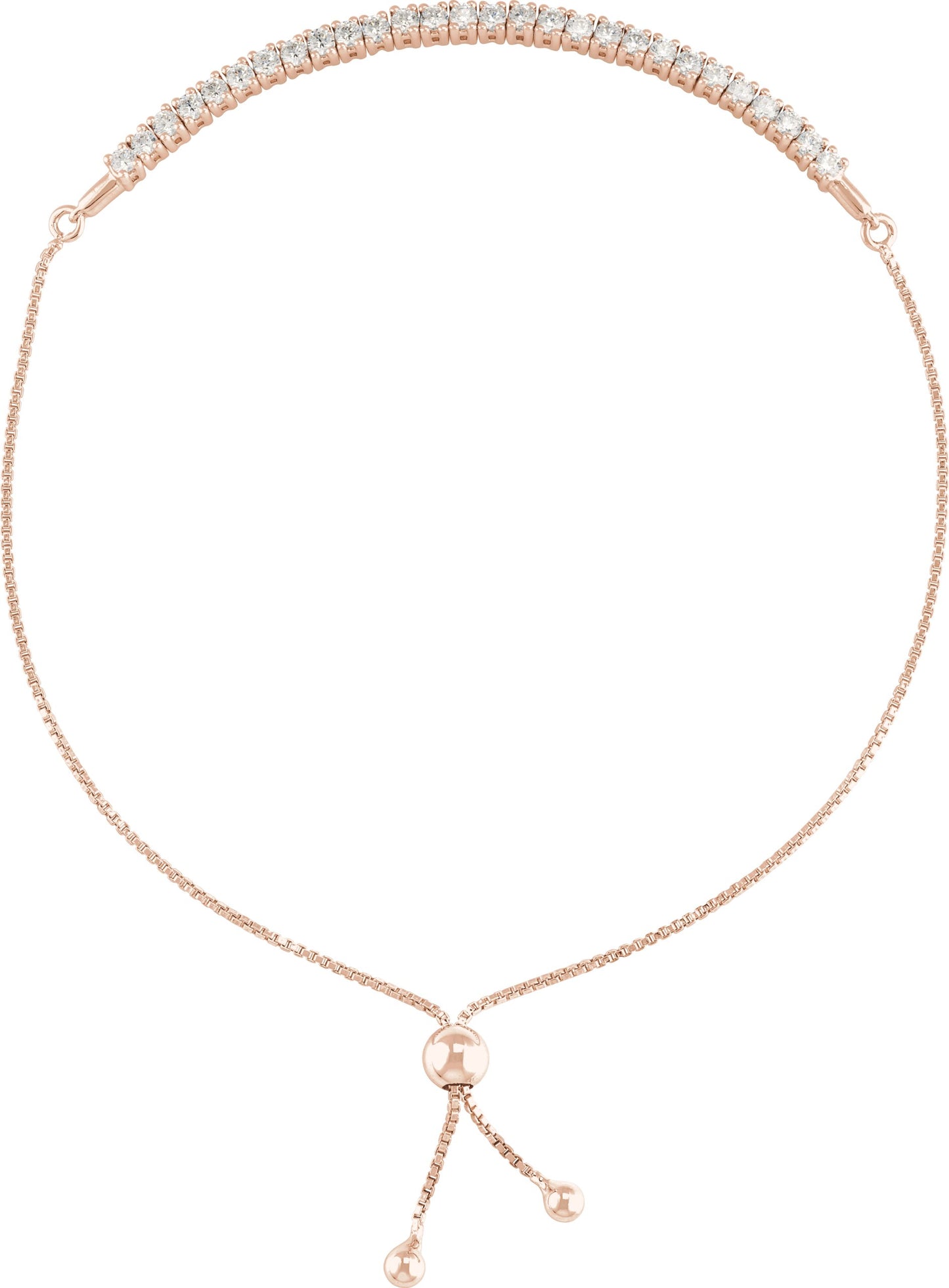 1 Ctw Lab-Grown Diamond Bolo Bracelet - Rose Gold - Lab Grown Diamond