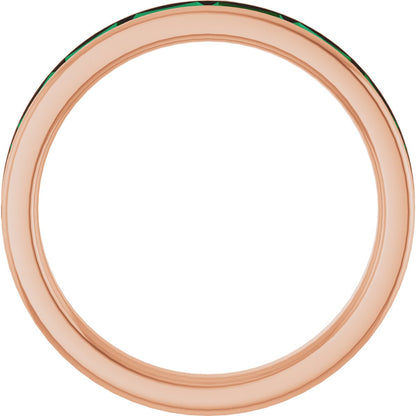 Lab-Grown Emerald Stackable Ring - Rose Gold