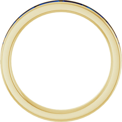Lab-Grown Blue Sapphire Stackable Ring - Yellow Gold