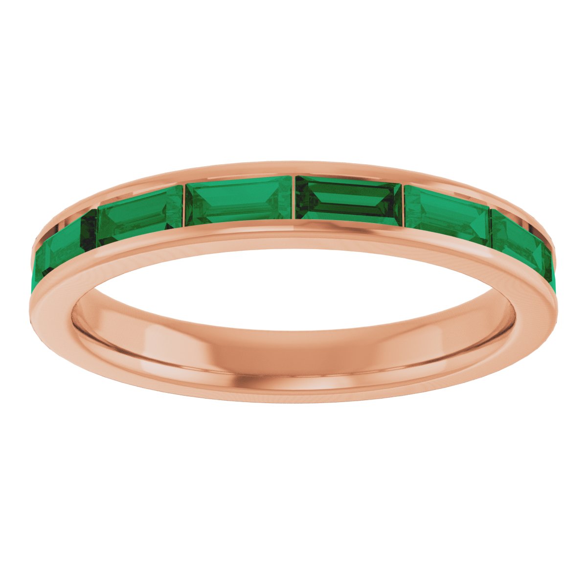 Lab-Grown Emerald Stackable Ring - Rose Gold