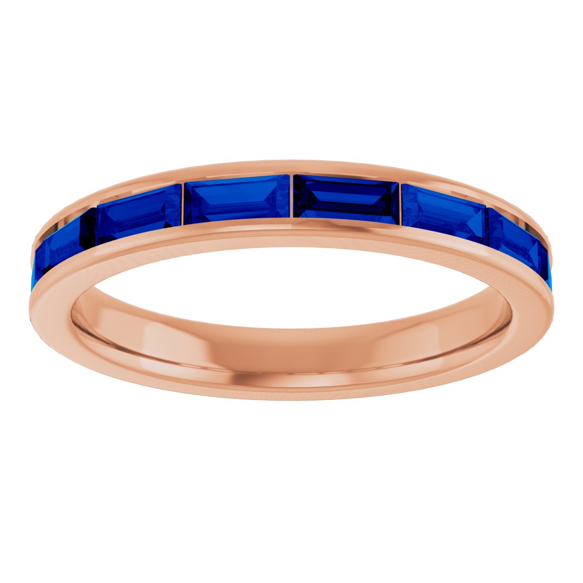 Lab-Grown Blue Sapphire Stackable Ring - Rose Gold