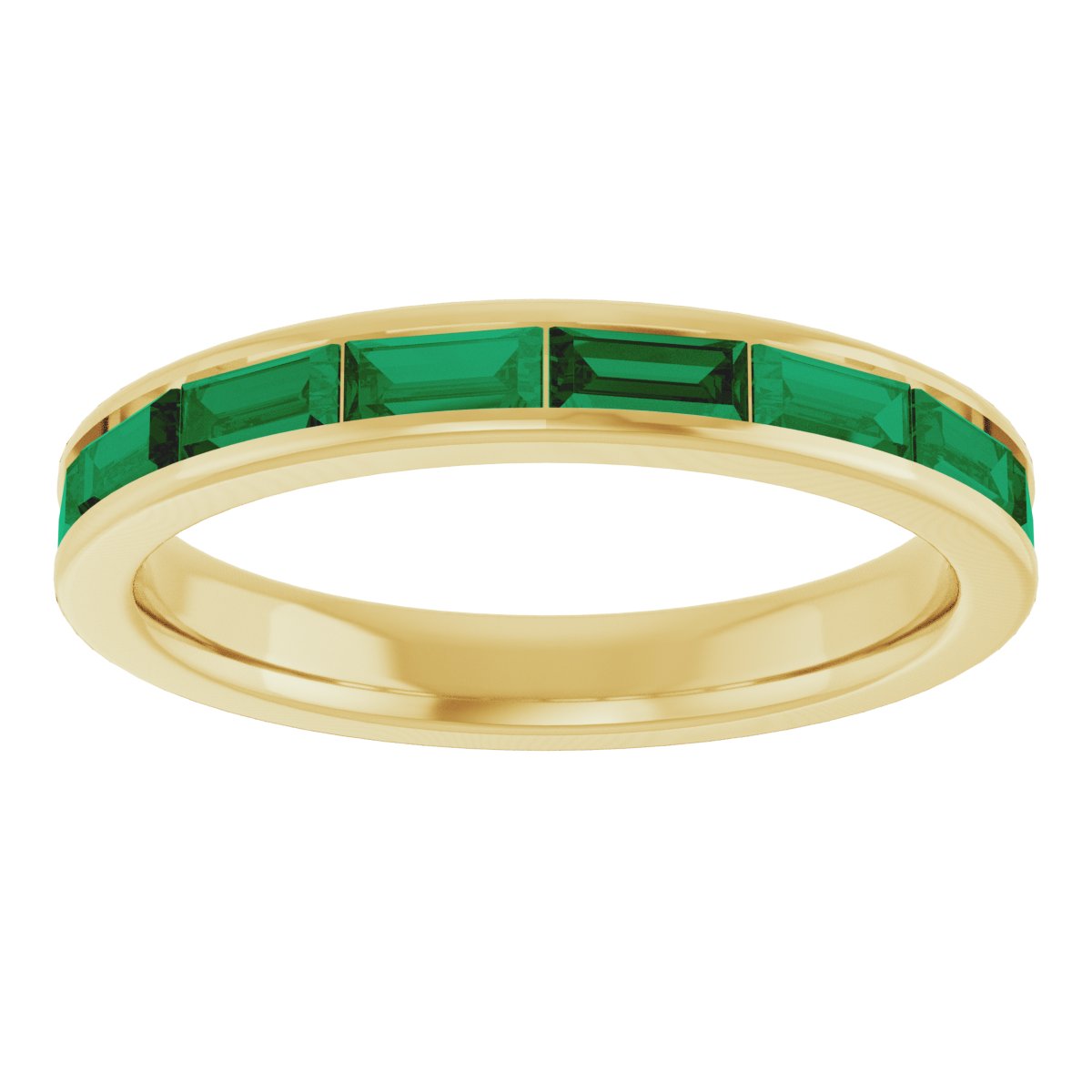 Lab-Grown Emerald Stackable Ring - Yellow Gold