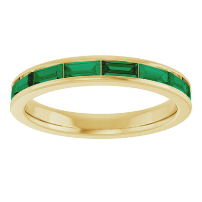 Lab-Grown Emerald Stackable Ring - Yellow Gold