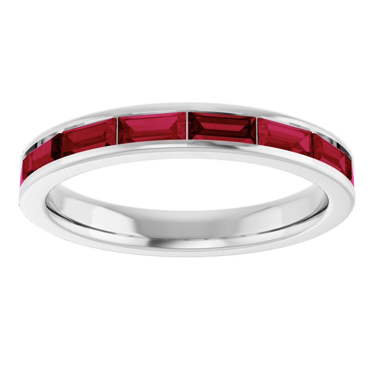 Lab-Grown Ruby Stackable Ring - White Gold