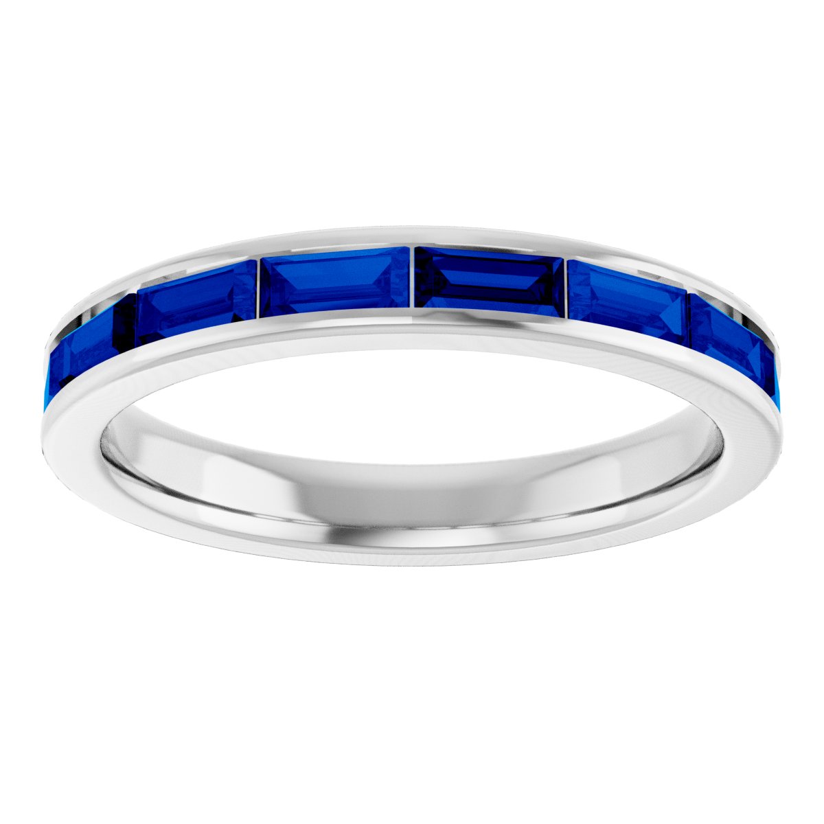 Lab-Grown Blue Sapphire Stackable Ring - White Gold