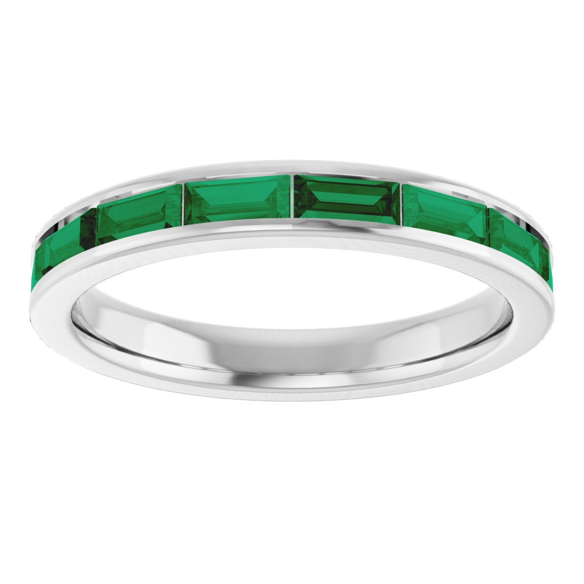 Lab-Grown Emerald Stackable Ring - White Gold