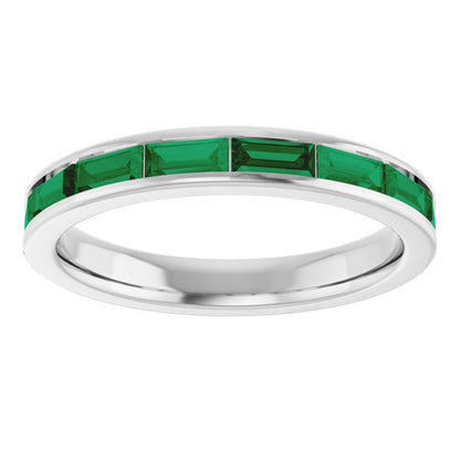 Lab-Grown Emerald Stackable Ring - White Gold