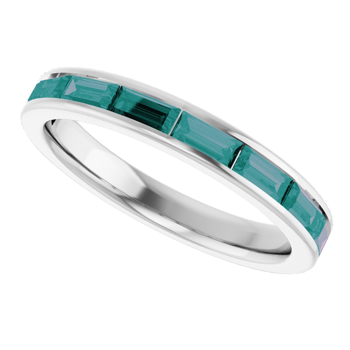 Lab-Grown Alexandrite Stackable Ring - White Gold