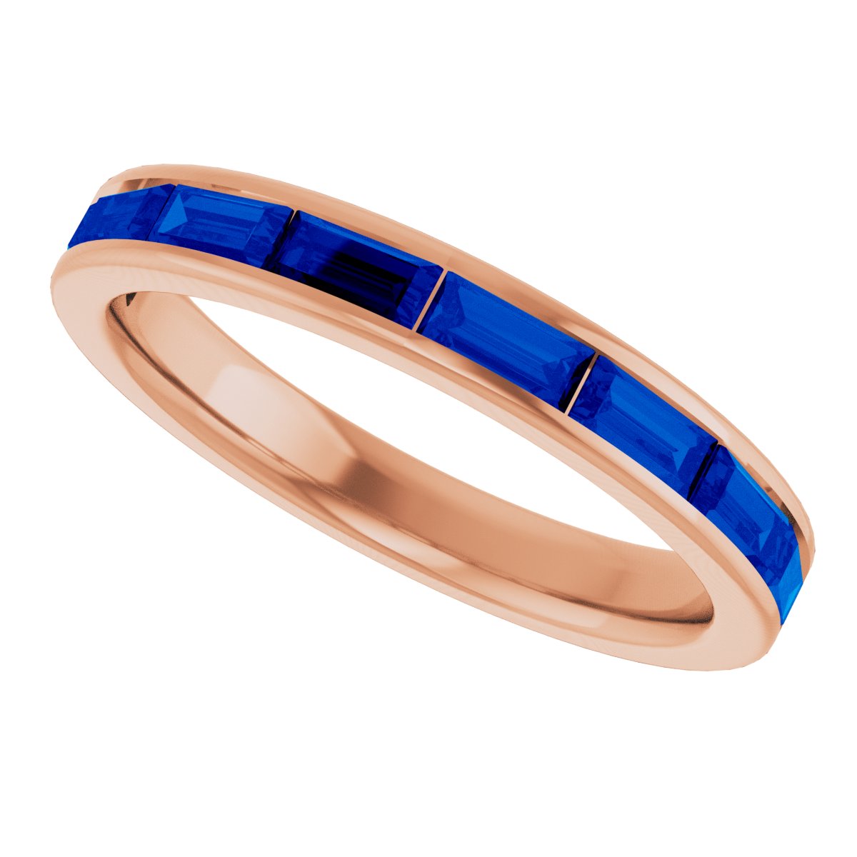 Lab-Grown Blue Sapphire Stackable Ring - Rose Gold
