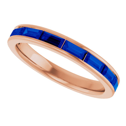 Lab-Grown Blue Sapphire Stackable Ring - Rose Gold