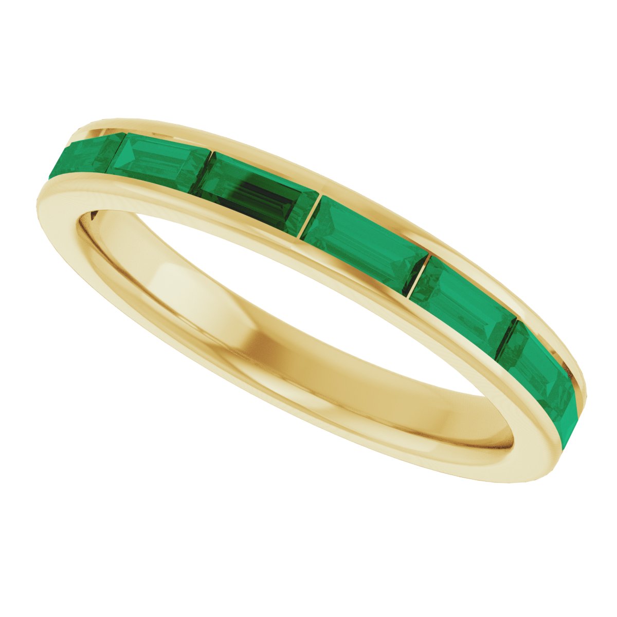 Lab-Grown Emerald Stackable Ring - Yellow Gold