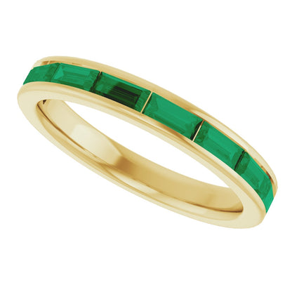 Lab-Grown Emerald Stackable Ring - Yellow Gold