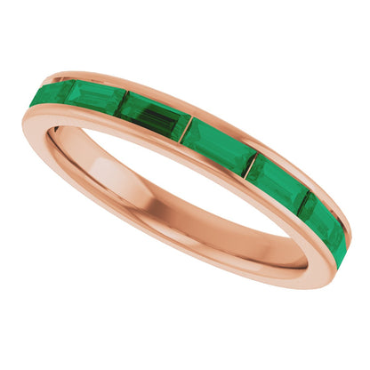 Lab-Grown Emerald Stackable Ring - Rose Gold