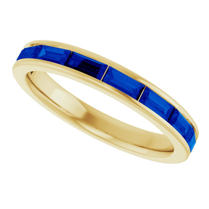 Lab-Grown Blue Sapphire Stackable Ring - Yellow Gold
